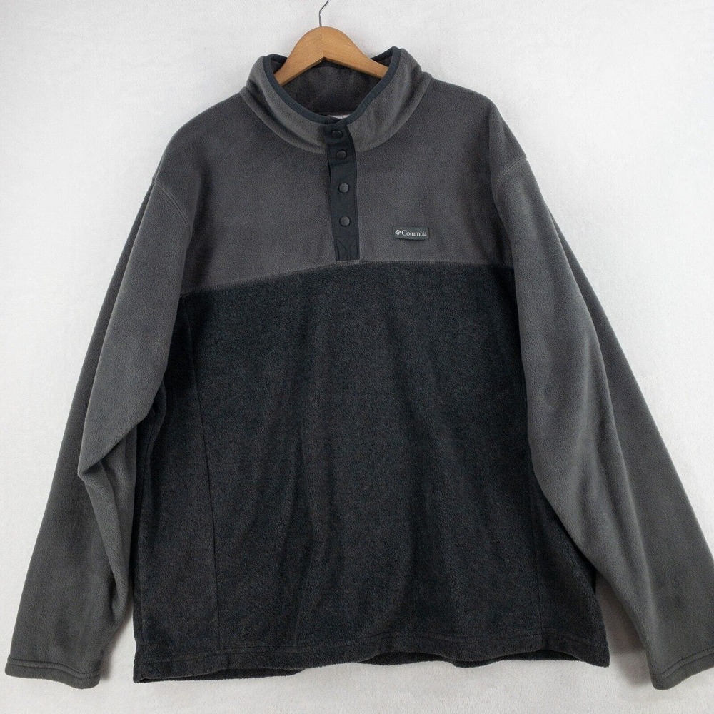 Columbia Fleece Sweatshirt Mens XXL Gray 1/4 Snap Pullover Warm Layering